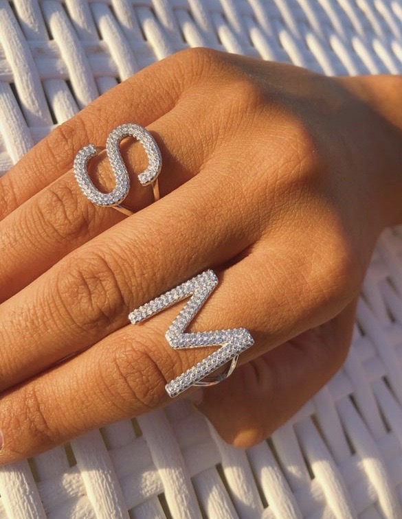 Buy Letter Ring, White Gold Initial Ring, Custom Initial Ring, Monogram Ring,  Gold Initial Signet Ring, Name Ring, Alphabet Ring, Letter S Ring Online in  India - Etsy
